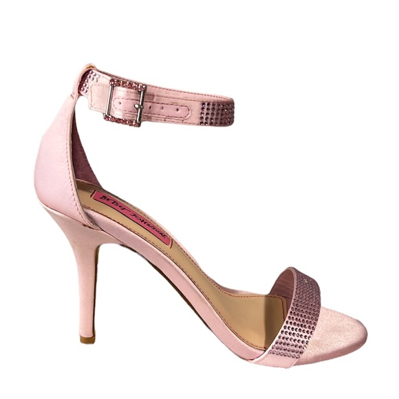 Betsey Johnson Broadway Pink Rhinestone Sandal Heels - Picture 2 of 14